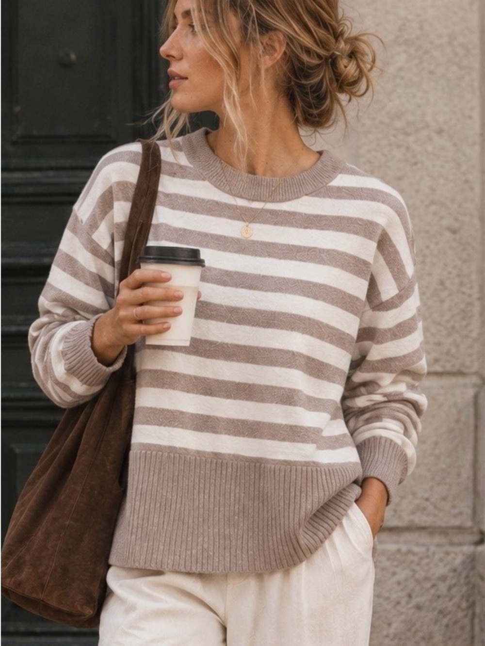 Industry Republic Clothing Striped Oversized Crewneck Sweater – Size Large